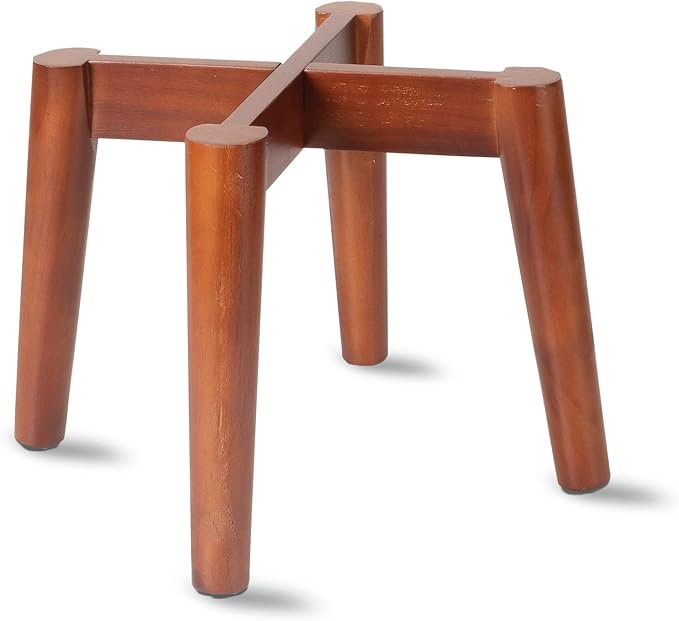 Ilyapa Indoor Plant Stand - Mid Century Modern Floor Planter Stand, 8 Inch Tall, 12 Inch Wide Walnut Stain Pot Riser - Plants Display Rack