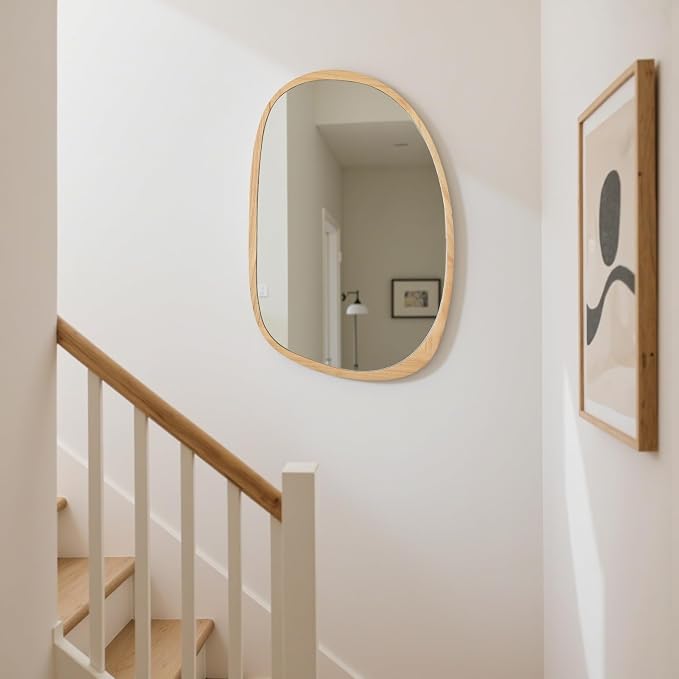 sawsile Irregular Wall Mirror,Nature Wood Asymmetrical 20X30” Modern Vanity Farmhouse Organic Mirror for Bathroom,Bedroom,Living Room,Washroom