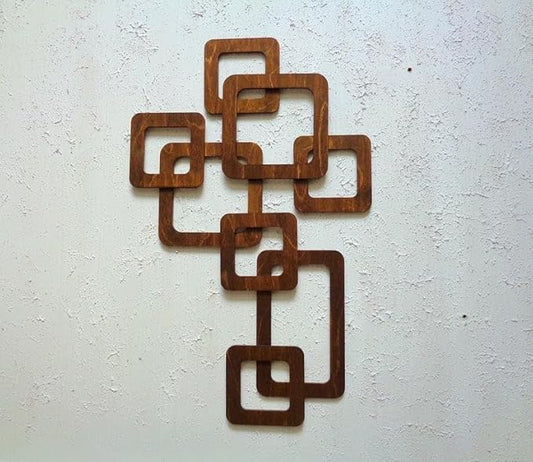 ZEYARUIBO Mid Century Modern Wood Wall Art Walnut Finish