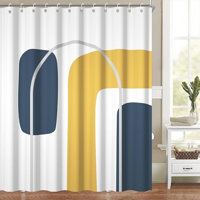 Boho Abstract Shower Curtain for Bathroom Modern Minimalist Neutral Bathroom Decor Simple Geometric Arch Aesthetic Bathtub Curtains Machine Washable Waterproof Polyester Fabric with Hooks 54x72 Inch
