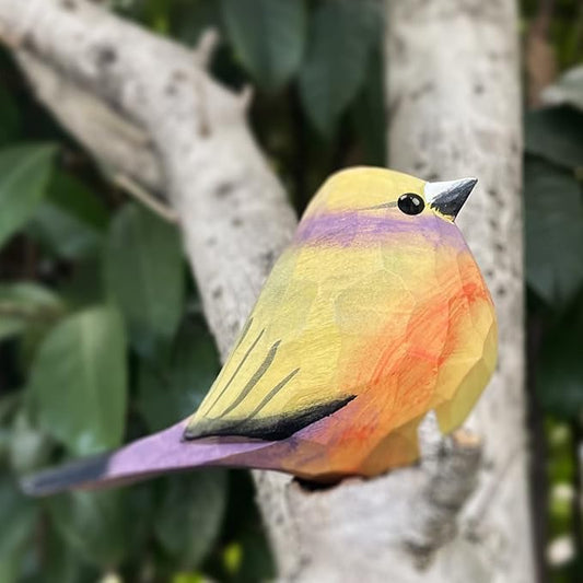 Bird Figurines Hand Carved Painted Wooden Statues for Home Decor, Gift for Bird Lovers,Housewarming, Birthday, Christmas, Anniversaries (NO.10-Rainbow Sparrow)