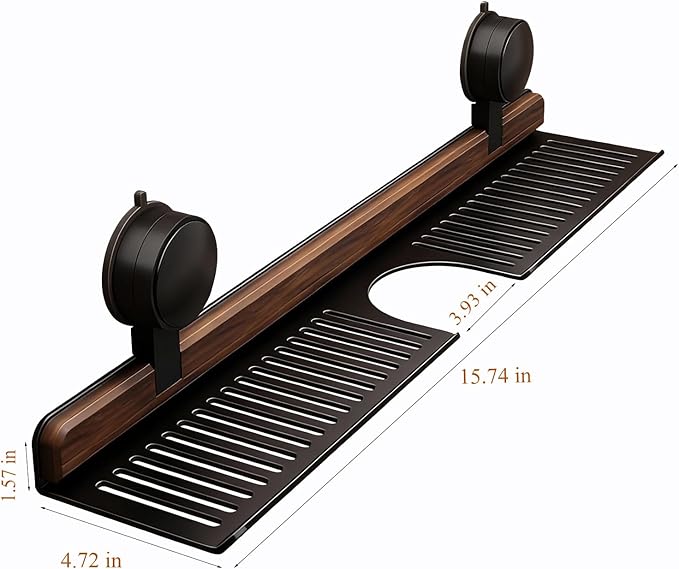 Bathroom Storage Shelves Floating,Modern Kitchen Organizer Faucet Shelf,No Mounted Shower Sink Caddy Organizers,Toothbrush soap Rack (Black, 16 inch)