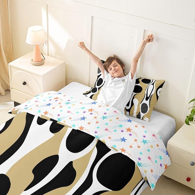 Erosebridal Organic Geometric Duvet Cover Set Modern Abstract Twin Bedding Sets for Girls Teen Boys Retro Mid Century Comforter Cover Modern Fluid Art Irregular Circles Bed Set,Beige Black