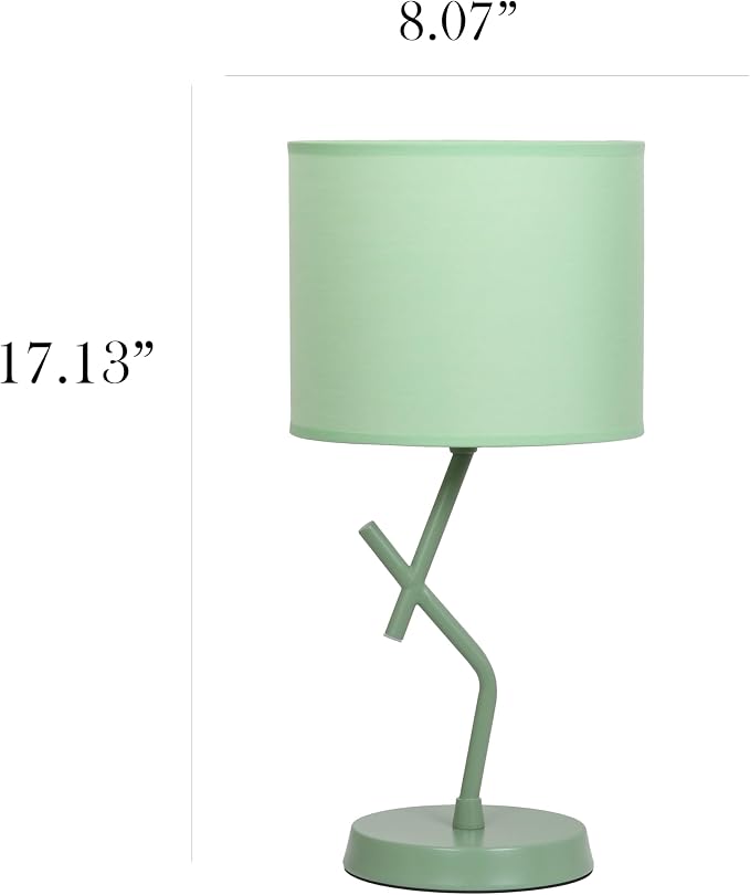 Simple Designs LT1172-GRN 17.13" Metal and Modern Abstract Table Lamp with Drum Fabric Shade, Bedroom, Office, Living Room, Dorm, Side Table, Green