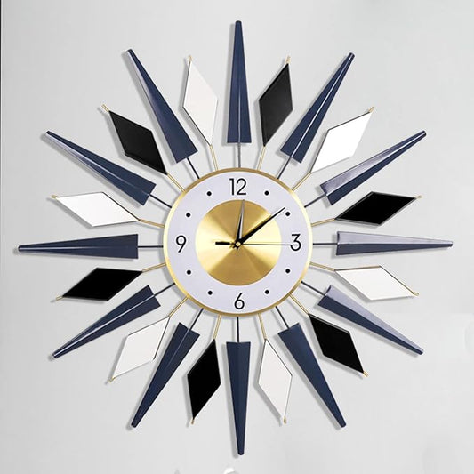28 Inch Modern Metal Unique Design Large Silent Wall Clocks Battery Operated Non Ticking, Wall Clock for Living Room Kitchen Office Decor