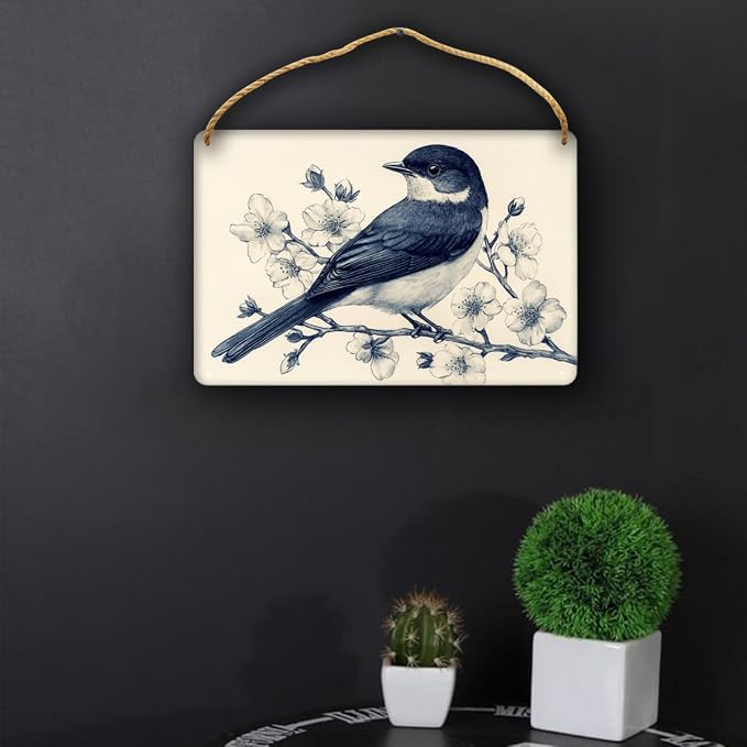 Realistic Bird Wooden Sign 12x8 Inch - Traditional Inspired Decor for Bird Enthusiasts & Art Fans, Ideal for Classic Homes & Art-Eccentric Areas