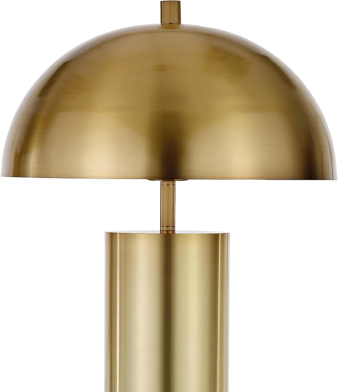 Henn&Hart 27" Mid-Century Modern 1-Light Table Lamp with Gold Metal Dome Shade for Living Room, Bedroom, or Office, Gold