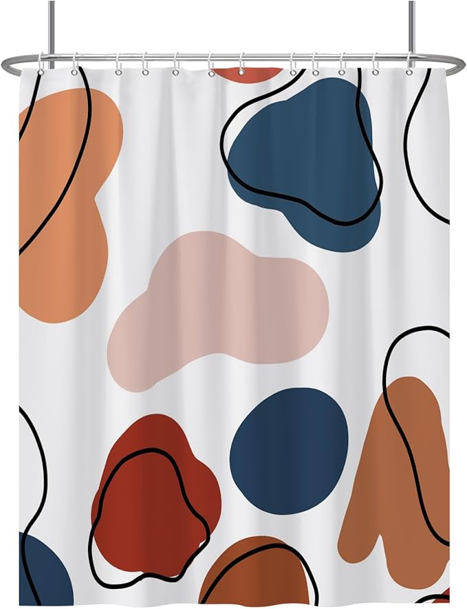Baocicoo Abstract Bohemian Shower Curtain Pink Red Orange Texture Modern Striped Fashion Minimalism Shower Curtains for Hotel Spa Home Bathtubs Bath Waterproof Fabric with Hooks 72x84 Inches