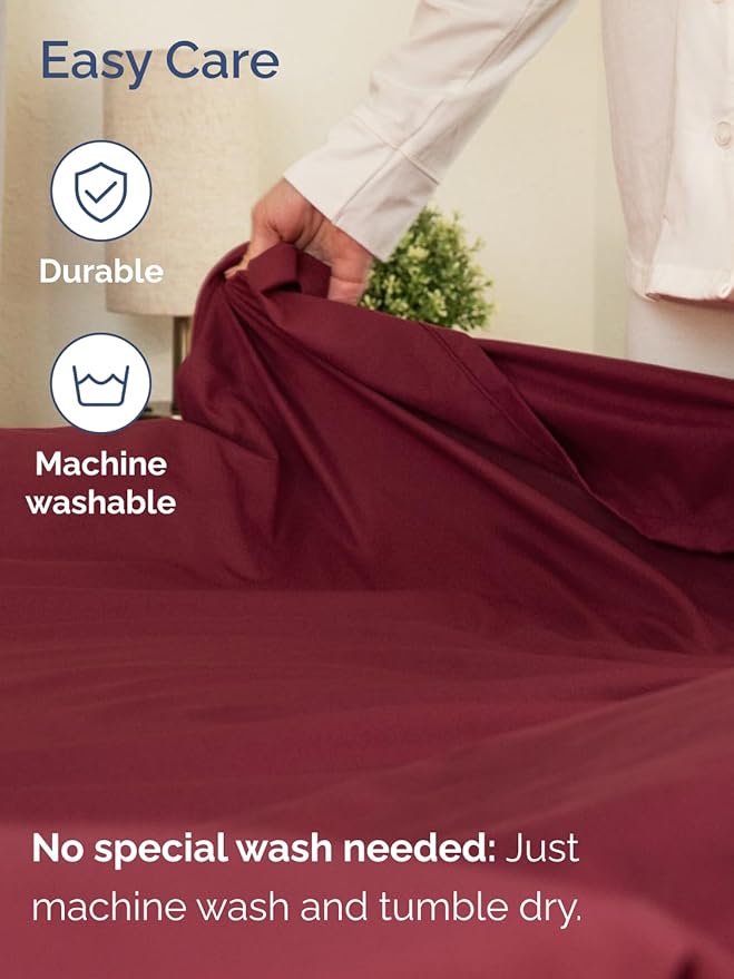 Extra Deep Split King Sheet Set - 7 Piece Breathable and Cooling Sheets - Hotel Luxury Bedding for Women, Men, Kids & Teens - Easy & Secure Fit - Soft and Wrinkle Free - Extra Deep Pockets - Burgundy