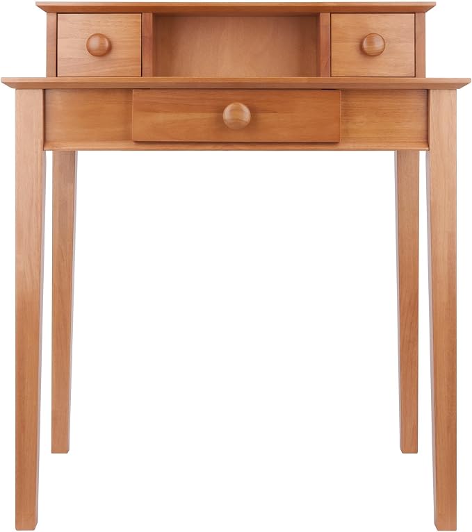 Winsome Studio Writing Desk with 3 Drawers in Honey, Classic Small Home Office Computer Table, Sturdy Furniture for Bedroom, Living Room, Compact & Convenient for Small Spaces