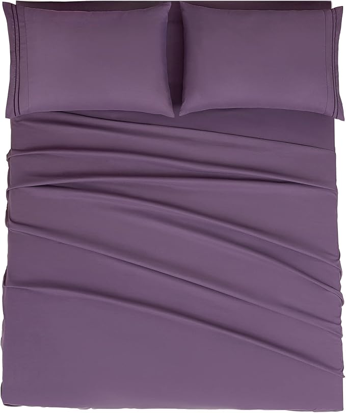 Mejoroom California King Size Sheet Set - Soft Microfiber Bed Sheets,Deep Pocket Fitted Sheet, Breathable, Wrinkle & Fade Resistant - 4 Piece (California King,Purple)
