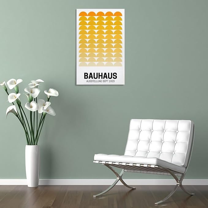 Bauhaus Vintage Poster,yellow Abstract Retro Art,Bauhaus Wall Art Canvas Wall Art Print Poster For Home School Office Decor Frame-style 20x30inch(50x75cm)