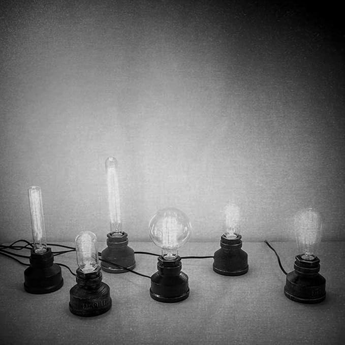 Vintage American Village Style Table Lamps Creative Lights Alloy Metal Water Pipe Night Light,Rustic Loft Industrial Steampunk Retro Base E26 LED Edison Table/Desk Lighting Fixture