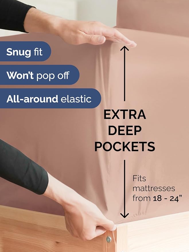 Extra Deep Cal King Sheet Set - 6 Piece Breathable and Cooling Sheets - Hotel Luxury Bedding for Women, Men, Kids & Teens - Easy Secure Fit - Soft, Wrinkle Free and Comfy - Extra Deep Pockets - Mauve