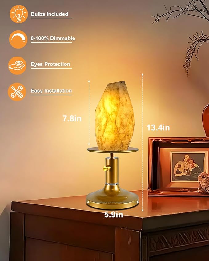 Lightdot Table Lamp for Bedroom Mid Century Modern Gold Small Desk Lamp Dimmable 3000K Warmwhite Nightstands Lamp Beside Table Lamp for Living Room Home Office
