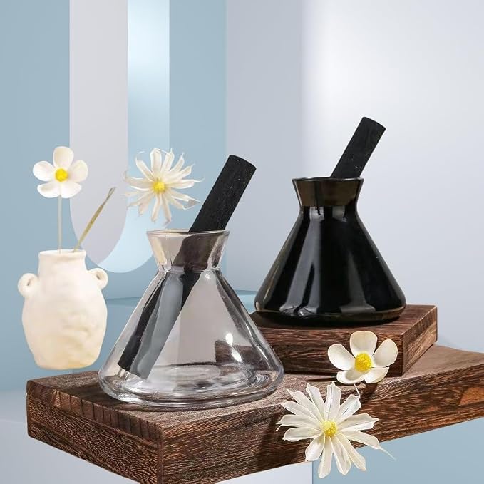 200ml Black Glass Reed Diffuser Bottles,Empty Refillable Diffuser Bottle for Essential Oils,Aromatherapy Container for DIY Replacement Diffuser,Reed Sticks,Crafts Decor