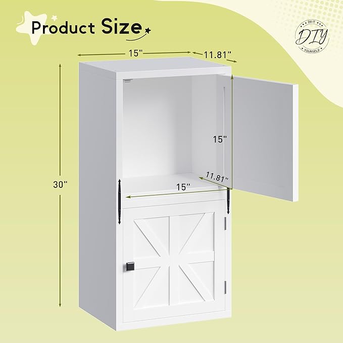 Homkdom 2 Cube Storage Organizer, DIY Bookcase with Doors, Stackable Cube Shelf with Anti-Tip Design, Modular Cubby for Bedroom, Dorm, Office, Living Room,15" W x 11.81" D x 30" H, White