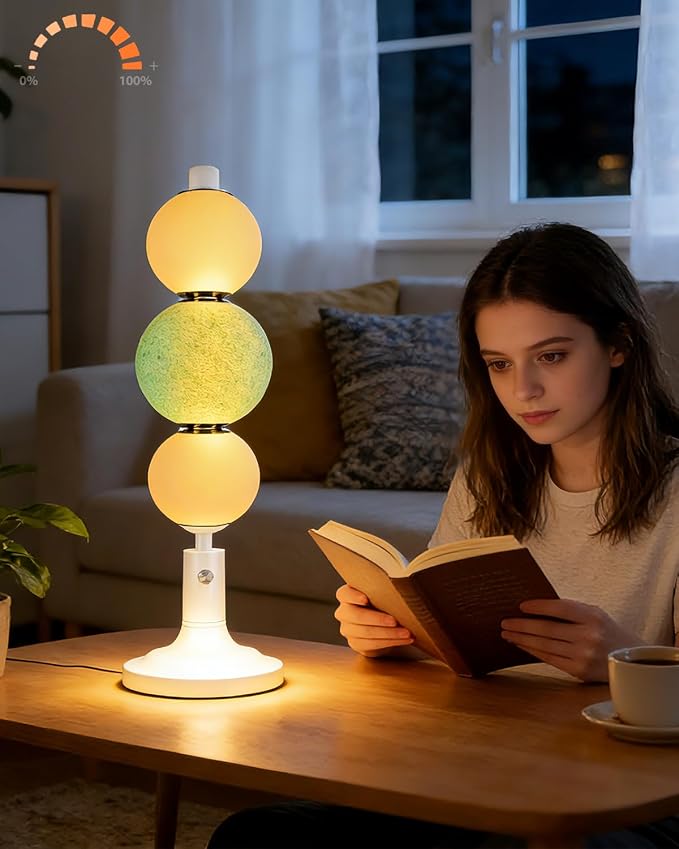 Lightdot Globe Table Lamp for Bedroom, Mid Century Modern Desk Lamp Dimmable 3000K Warmwhite Bedside Nightstands Lamp for Living Room/Home Office/Study Room