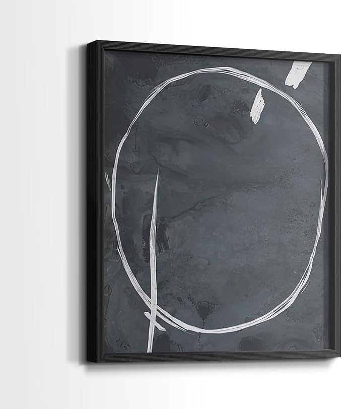 Renditions Gallery Set of 2 Peel & Stick Framed Prints, Abstract Wall Art, Circular Momentum Design Wall Decor, Re-Stickable - Ready to Hang - 22"x28" - Black Frame LT588