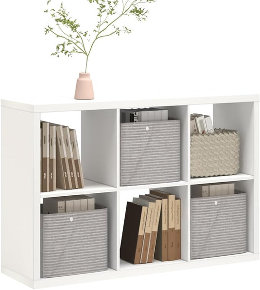 CTESNE【2026 Wooden Thick Frame 6 Cube Storage Organizer Shelf with Anti-Tipping Kits + Reversible Open Back Bookcase, Horizontal and Vertical Dual-use（White,11inch）