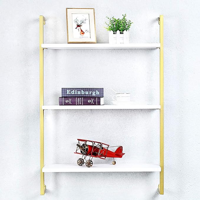 Industrial Metal Wall Shelf,Floating Shelves Wall Mounted,24in Real Wood Book Shelves,3 Tier Hanging Wall Shelves for Bedrooms Office