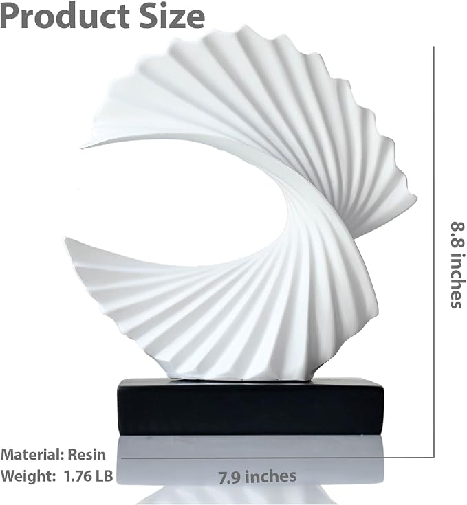 Modern White Ocean Wave Sculpture – Abstract Resin Statues for Home Decor, Elegant Coffee Table Decor for Living Room, Unique Home Décor Accents & Art Deco Decor for Office, Shelf, or Entryway