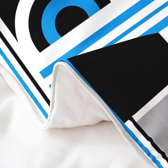 Erosebridal Art Deco Mid Century Duvet Cover Set Retro Modern Abstract Geometric 100% Cotton Comforter Cover Black and White Blue Circles Stripes Twin Bedding Sets for Girls, Contemporary Bed Set