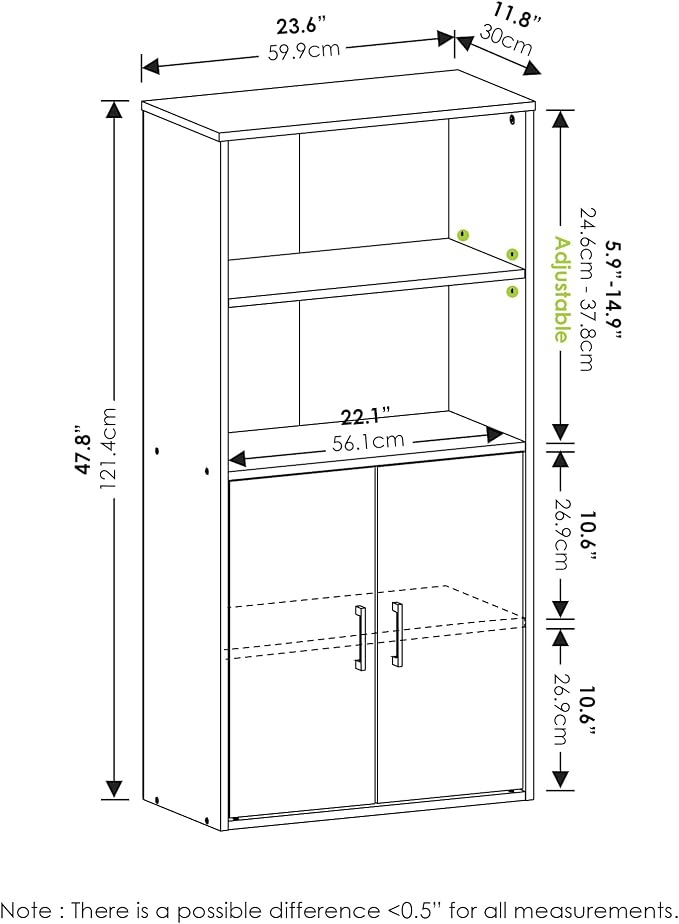 Furinno Pasir 4-Tier Storage Bookcase, Bookshelf, Multipurpose Shelf, Black Oak