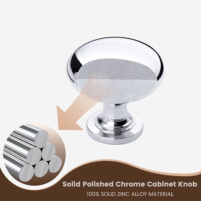 15 Pack Polished Chrome Kitchen Cabinet Knobs, 1-3/16 Inch(29.5mm) Drawer Knobs Dresser Knobs,Solid Drawer Pulls Kitchen Cabinet Pulls for Dresser Drawers