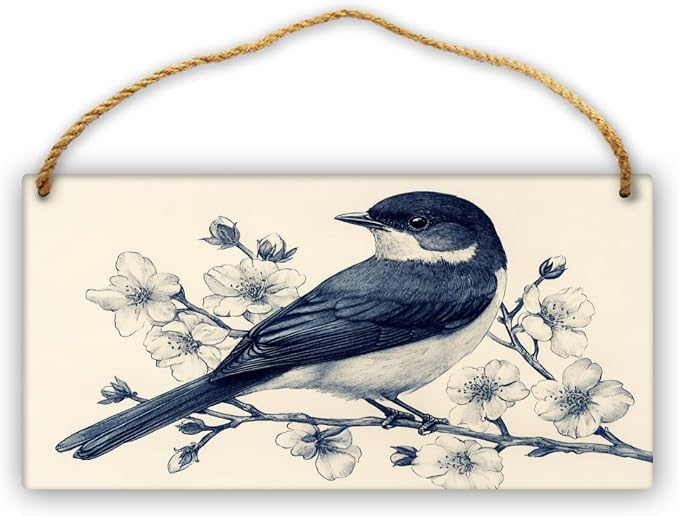 Realistic Bird Wooden Sign 12x6 Inch - Traditional Inspired Decor for Bird Enthusiasts & Art Fans, Ideal for Classic Homes & Art-Eccentric Areas