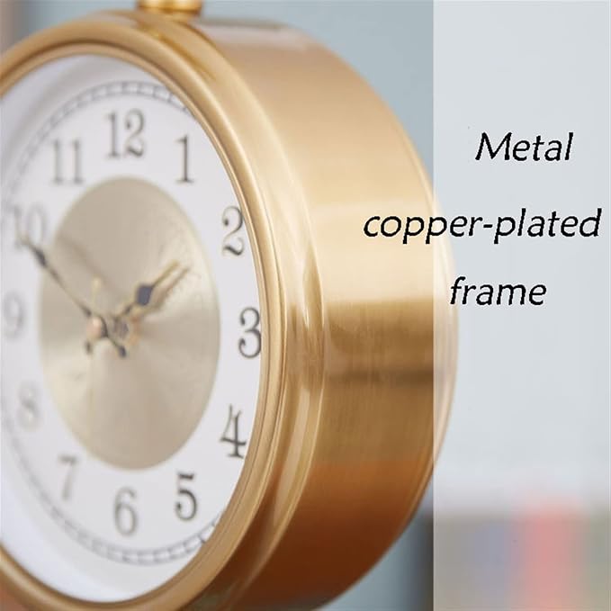 Desk Clock European Style Retro Decorative Clock Table Clock Ornaments Creative Light Luxury Clock Ceramic Clock Body Suitable Home Bedroom Decor (Color : Brass)