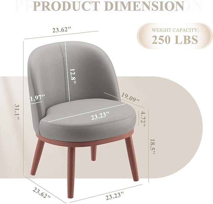 Accent Chair Mid-Century Modern Chair PU Leather Upholstered Armless Chair Set of 2, Suitable for Living Room, Bedroom, Balcony,Light Gray