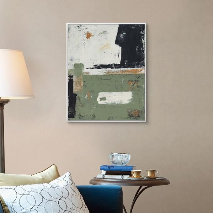 CANVAS ON DEMAND Sage of Innocence White Float Framed Canvas Wall Art Print by Erin Ashley, Abstract, Contemporary, Home Decor, Modern Artwork, 24" x30in
