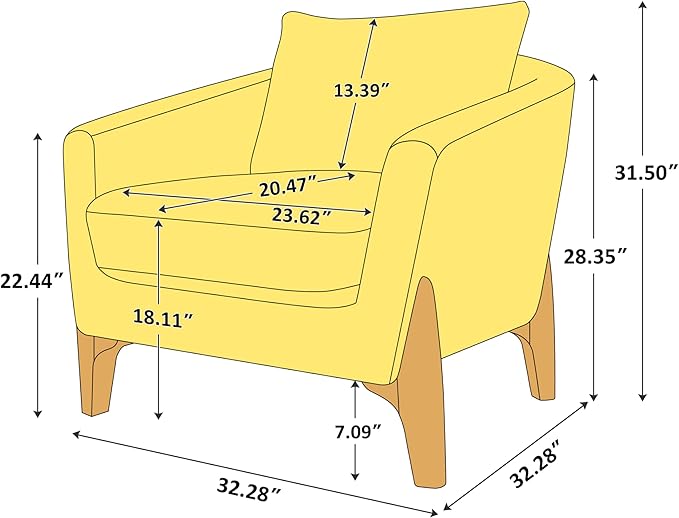 VANOMi Accent Chair 31" Oversized Reading Chair Comfy Upholstered Boucle Lounge Armchair, Modern Living Room Chair with Back Pillow,Single Sofa Chair for Bedroom, Office, Orange
