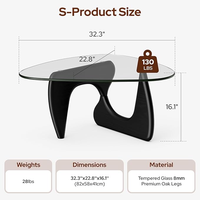 Modern Triangle Glass Coffee Table, Mid Century Coffee Table for Living Room Bedroom Reception Office Tables