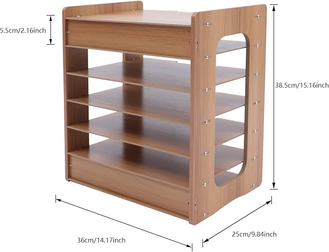 7Tier Widen Wood Office Paper Organizer, File Organizer Desktop,Document Letter Mail Tray Sorter,File Holder Desk Letter Tray, Sorter Document Book Magazine Storage Shelf Rack 14.17 * 9.84 * 15.16in
