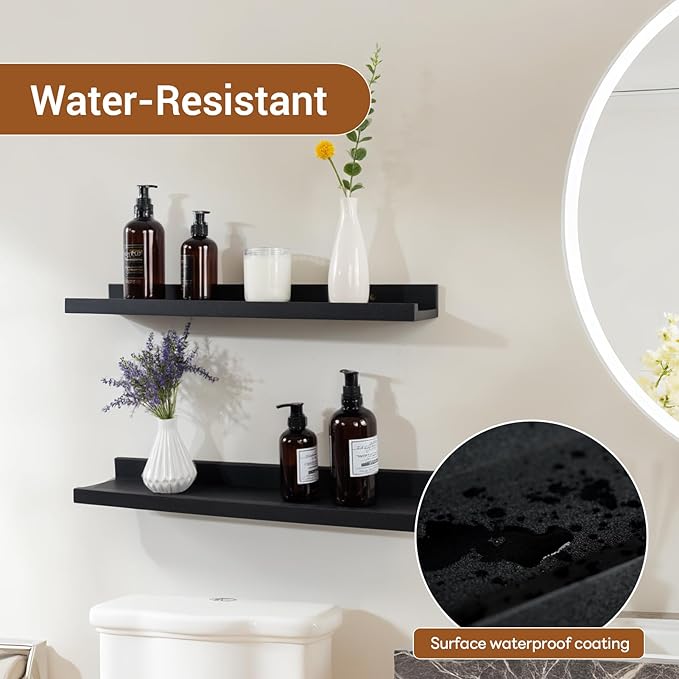 NEXHOME PRO Floating Shelves for Wall Set of 2,36 Inches Picture Ledge Shelf, Kids Bookshelf Wall Mounted for Living Room Bedroom Bathroom Kitchen, Easy Install,Black