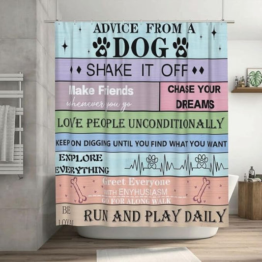 Dogs Paw Shower Curtain Rustic Wooden Plank Dog Inspirational Motivational Quotes Patterned Duty Fabric Shower Curtains Set Bathroom Polyester Waterproof with 12 Hooks, 55x72Inch（140x183cm）