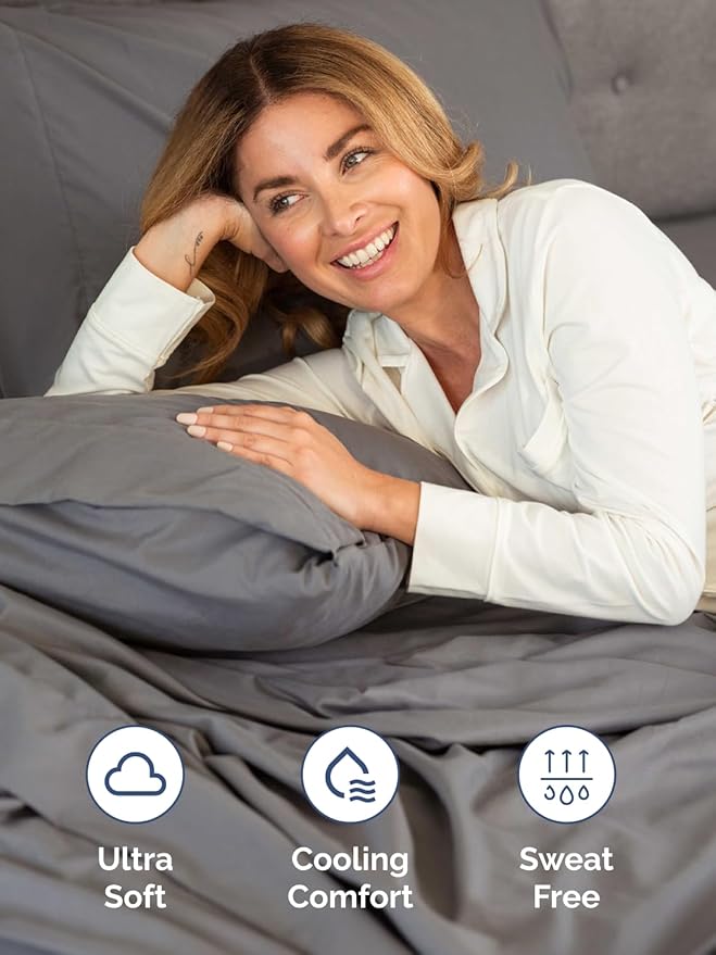 Extra Deep Full Sheet Set - 6 Piece Breathable and Cooling Sheets - Hotel Luxury Bedding for Women, Men, Kids & Teens - Easy & Secure Fit - Soft, Wrinkle Free and Comfy w/Extra Deep Pockets - Grey