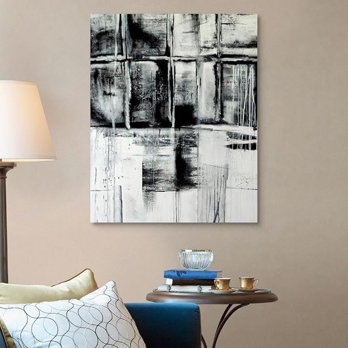 CANVAS ON DEMAND Looking Through Canvas Wall Art Print by Erin Ashley, Contemporary, Abstract, Modern, Home Decor, Black and White Artwork,32" x40in