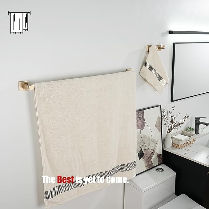 JQK Champagne Bronze Bath Towel Bar, 30 Inch 304 Stainless Steel Thicken 0.8mm Towel Rack Bathroom, Towel Holder Wall Mount, Total Length 32.36 Inch, TB250L30-CB