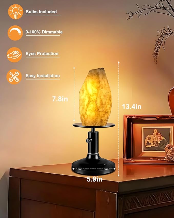 Lightdot Table Lamp for Bedroom Mid Century Modern Black Small Desk Lamp Dimmable 3000K Warmwhite Nightstands Lamp Beside Table Lamp for Living Room Home Office