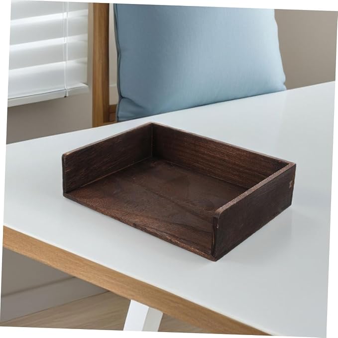 VILLCASE 2pcs Vintage Solid Wood Desk Organizer Desktop Storage Shelf for Office Supplies Books Sturdy Natural Wood Finish Elegant Storage for Home Study Room