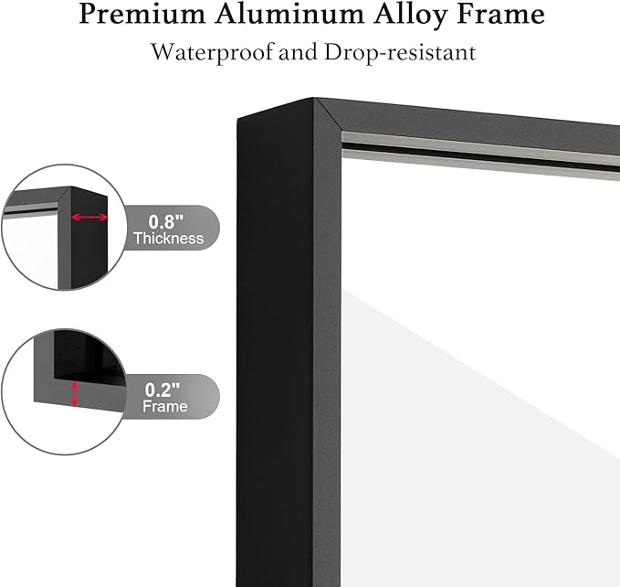 30x48 Inch Black Bathroom Mirror, Copper-Free Mirror, Aluminum Alloy Frame Vanity Mirror, Rectangle Wall Mounted Mirror, Modern Mirror for Bedroom/Living Room/Porch Horizontal or Vertical