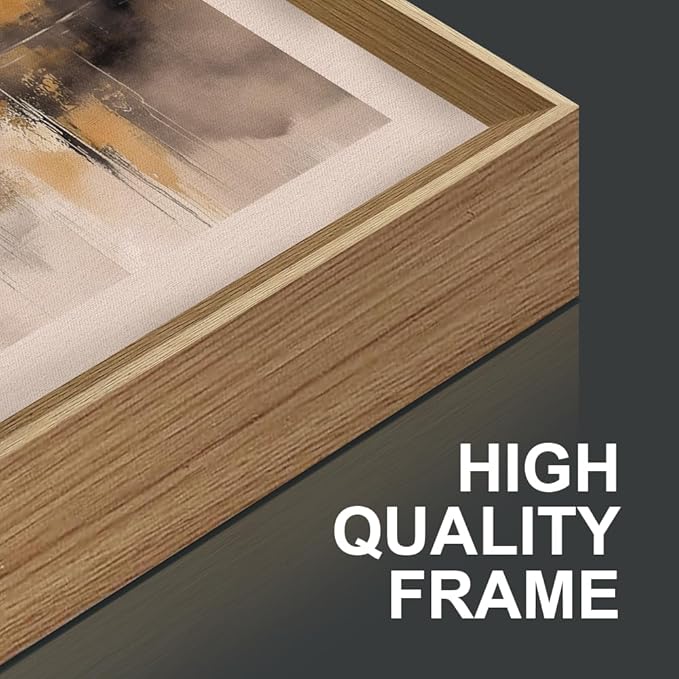 FWIEXA Abstract Neutral Canvas Wall Art Set , Beige Grey Fall Mountain Framed Wall Decor, 3 Panel 16x24 Inches Watercoler Lake Artwork, Brush Stroke Autumn Forest Landscape Prints for Living Room, Office, Bedroom