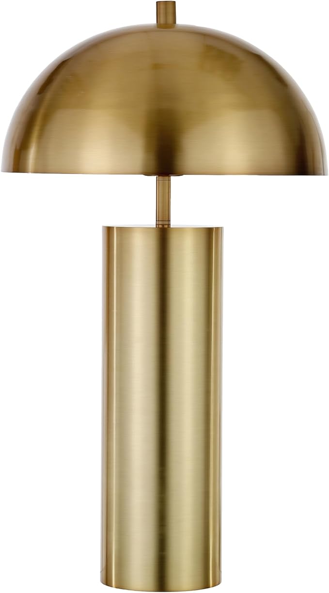 Henn&Hart 27" Mid-Century Modern 1-Light Table Lamp with Gold Metal Dome Shade for Living Room, Bedroom, or Office, Gold