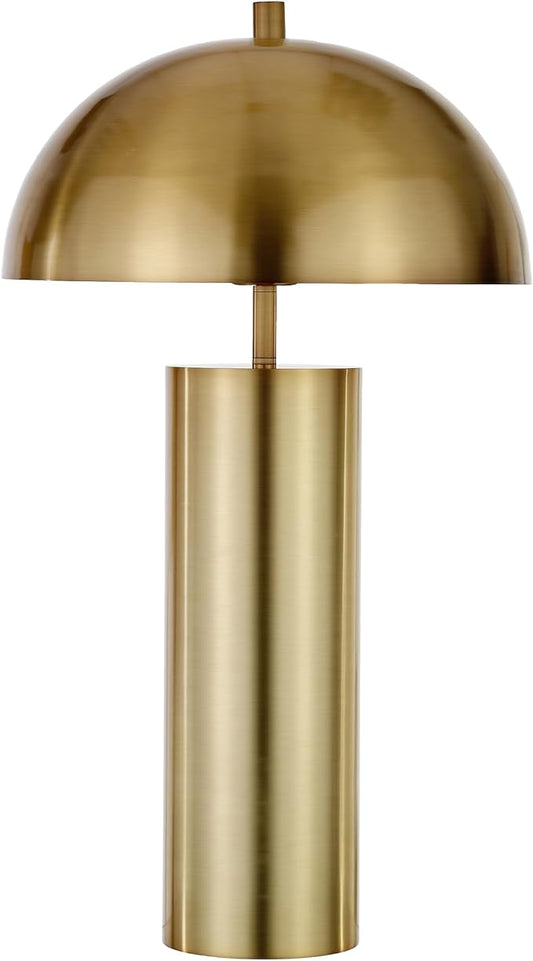 Henn&Hart 27" Mid-Century Modern 1-Light Table Lamp with Gold Metal Dome Shade for Living Room, Bedroom, or Office, Gold