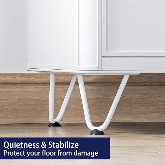 SMARTSTANDARD 4 Inch Heavy Duty Hairpin Furniture Legs, Metal Home DIY Projects for Nightstand, Coffee Table, Desk, etc with Rubber Floor Protectors White 4PCS