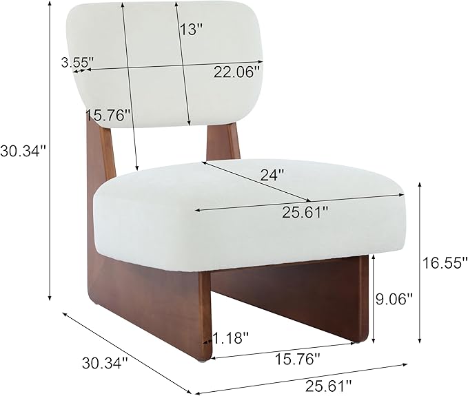 Accent Chairs Set of 2, Mid-Century Modern Chair with Polyester Upholstery, Wood Base with Walnut Finish, Minimalist and Stylish Accent Seating for Living Room, Bedroom, Balcony, Walnut