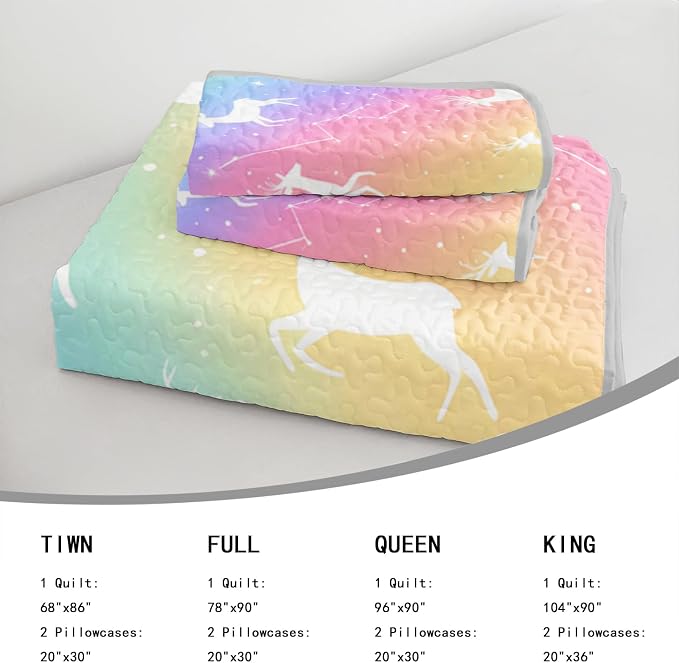 AILONEN Multicolored Cosmos Buck King Quilted Comforter Set 3 Piece, Fantasy Sky Bedspread Coverlet with 2 Pillowcases, Luxury Celestial Bedding for Adults